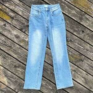 Articles of Society Aura Blue The Village Cropped Mid Rise Straight Jeans Sz 00